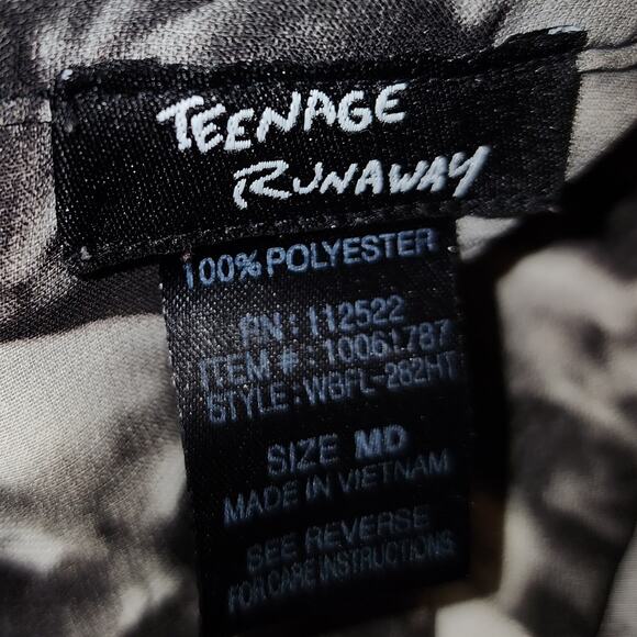 Teenage Runaway Women's Sheer Open button down back Skull long sleeve Shirt Med - Picture 5 of 5